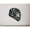 Holzsticker Motorradhelm (Bildabmessungen 24,5 x 22,5 cm, Bildfarbe Grau)