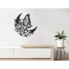 Sticker Blumenstillleben mit Schmetterling (Bildabmessungen 32,5 x 34 cm, Bildfarbe Grau)