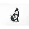 Holzsticker HEULENDER WOLF (Bildabmessungen 44,5 x 29 cm, Bildfarbe Grau)