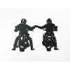 Holzsticker MOTORRADFAHRER (Bildabmessungen 22,5 x 32 cm, Bildfarbe Grau)