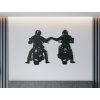 Holzsticker MOTORRADFAHRER (Bildabmessungen 22,5 x 32 cm, Bildfarbe Grau)