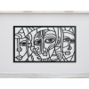 Kubistisches Holzbild BLICKE (Bildabmessungen 18,5 x 31,5 cm, Bildfarbe Grau)