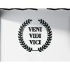 Holzaufschrift Veni vidi vici (Bildabmessungen 44,5 x 46 cm, Bildfarbe Grau)