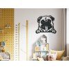 Holzsticker für die Wand MOPS (Bildabmessungen 27,5 x 31,5 cm, Bildfarbe Grau)