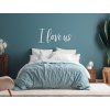 Holzaufschrift I love us (Bildabmessungen 19 x 43 cm, Bildfarbe Grau)