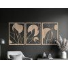 3-teiliges Holzbild GROSSE BLÄTTER (Bildabmessungen 31 x 69 cm, Bildfarbe Grau)