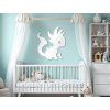 Wandsticker für Kinder KLEINER DRACHE (Bildabmessungen 31,5 x 21,5 cm, Bildfarbe Grau)