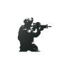 Hölzerne Wanddekoration SNIPER IM EINSATZ (Bildabmessungen 31,5 x 31 cm, Bildfarbe Grau)