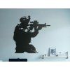 Hölzerne Wanddekoration SNIPER IM EINSATZ (Bildabmessungen 31,5 x 31 cm, Bildfarbe Grau)