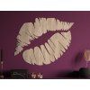 Hölzerne Wanddekoration LIPS (Bildabmessungen 30,5 x 38,5 cm, Bildfarbe Grau)