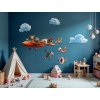 Detská nálepka na stenu Uletený let zvieratiek (Bildabmessungen 125 x 120 cm, Oberflächenfinish 3D)