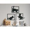 Dreiteiliges Bild Drei Katzen (Bildabmessungen 12,5 x 45,5 cm, Bildfarbe Grau)