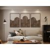 Dreiteiliges Bild Art Deco Wellen (Bildabmessungen 31,5 x 62 cm, Bildfarbe Grau)