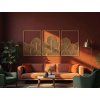 Dreiteiliges Bild Art Deco Wellen (Bildabmessungen 31,5 x 62 cm, Bildfarbe Grau)