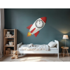 Detské hodiny na stenu Raketa (Bildabmessungen 75 x 75 cm, Zeigerfarbe Weiß)