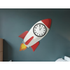Detské hodiny na stenu Raketa (Bildabmessungen 75 x 75 cm, Zeigerfarbe Weiß)