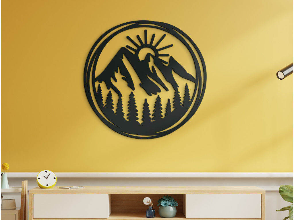 Tableau rond Lever du soleil sur les montagnes