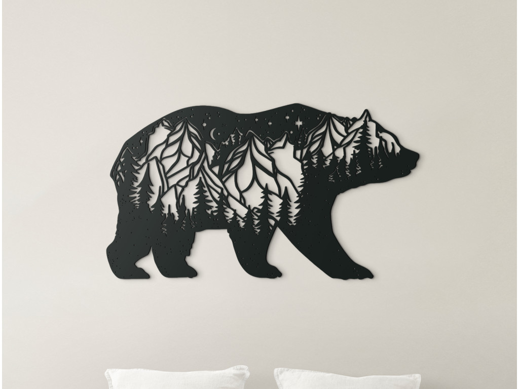 Sticker mural Ours et nuit en montagne