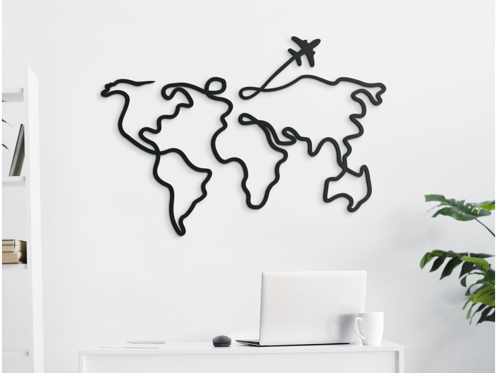 Tableau minimaliste Carte du monde – line art