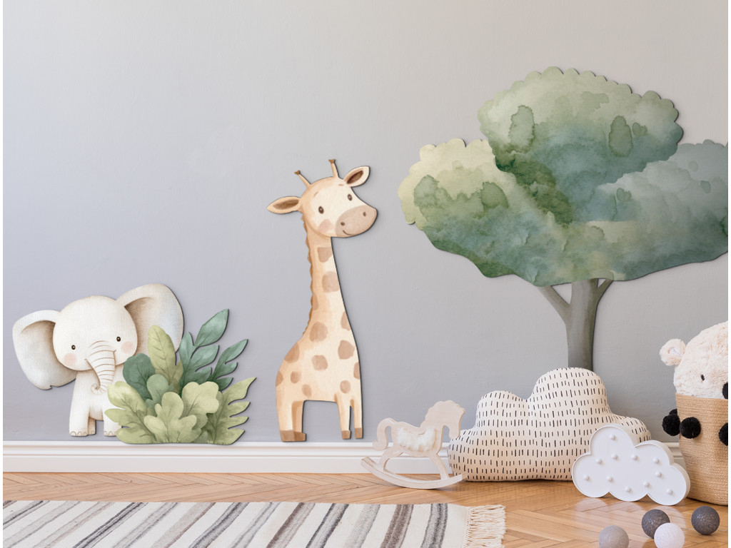 Set de tableaux colorés Girafe et éléphanteau