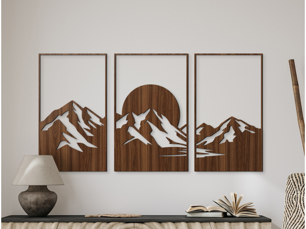 Tableau en 3 parties Horizon montagneux