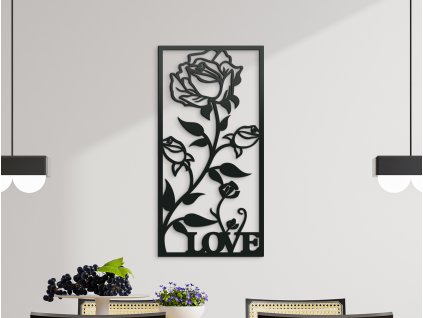 Tableau en bois pour mur Rose d'amour