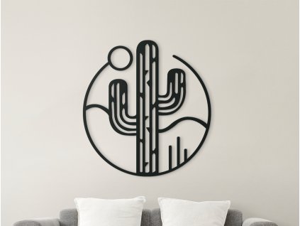 Tableau rond en bois Cactus