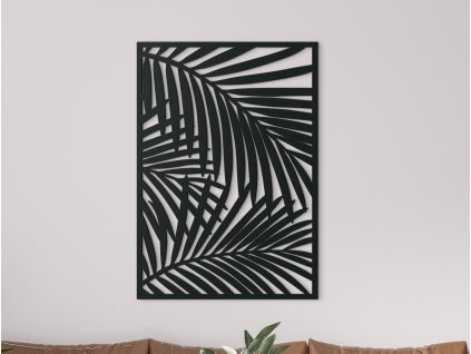 Tableau en bois Feuilles de palmier tropicales