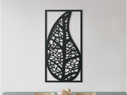 Décoration en bois Feuille dans une goutte