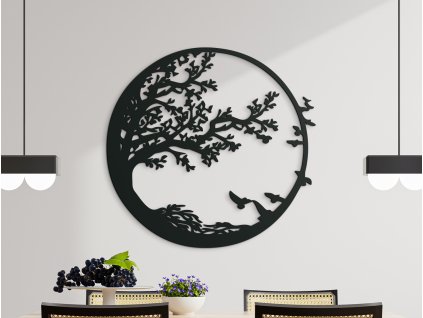 Tableau rond en bois Forêt