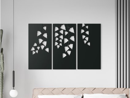 Tableau en 3 parties Feuilles de bouleau