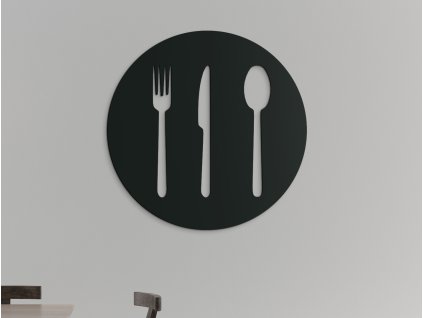 Tableau rond en bois Couverts