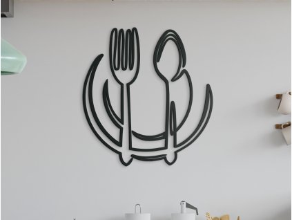 Décoration en bois Assiette avec couverts