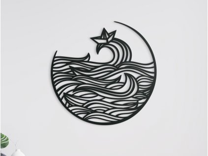 Tableau rond pour mur Bateau en mer agitée