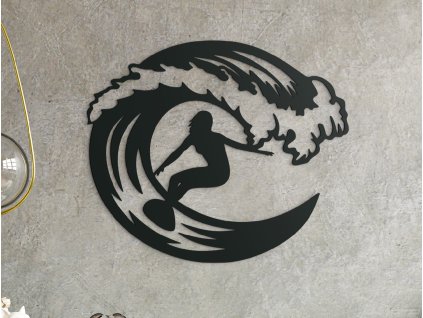 Sticker mural en bois Surfeuse