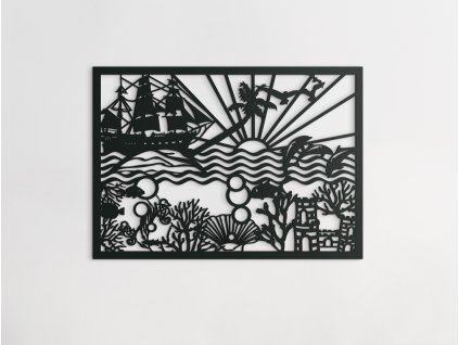 Tableau en bois pour mur Monde sous-marin