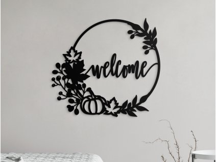 Couronne d'automne pour porte Bienvenue