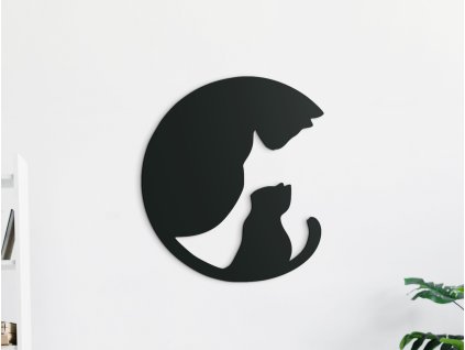 Sticker mural pour enfant Chat avec chaton