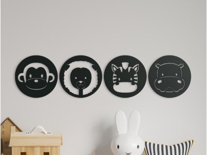 Tableau 4 pièces pour enfants Animaux exotiques