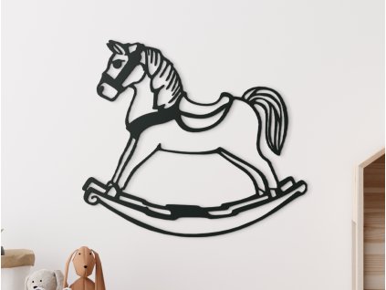 Sticker en bois pour chambre d'enfant Cheval à bascule