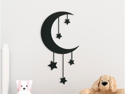 Sticker mural Lune et étoiles