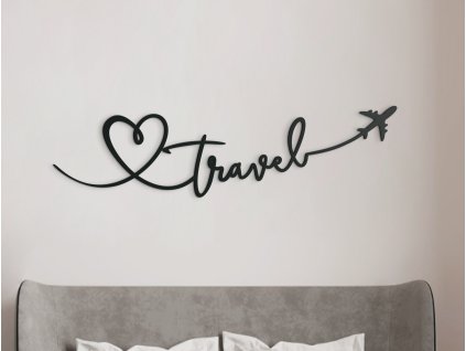 Inscription en bois pour mur Voyage