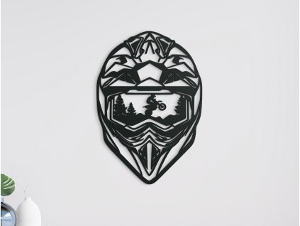 Sticker mural en bois Casque de moto