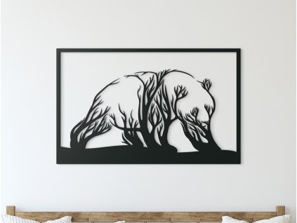 Ours et arbres – tableau mural en bois