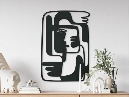 Tableau abstrait en bois Visage