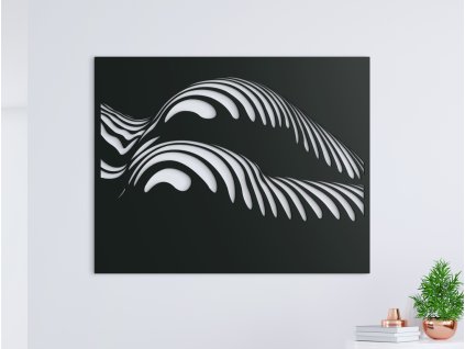 Tableau abstrait en bois Courbes