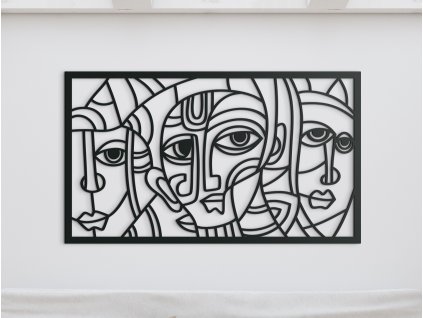 Tableau cubiste en bois Regards