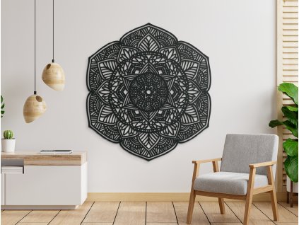 Mandala en bois murale Fleurs