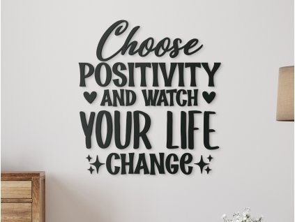 Inscription murale en bois Choose positivity