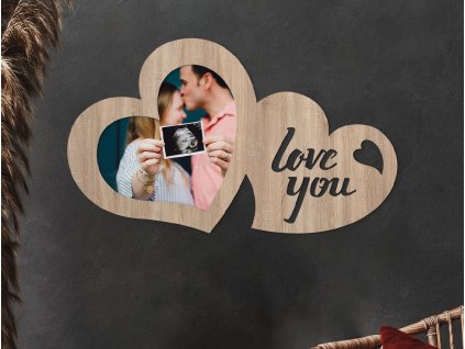 Cadre photo mural design 2 cœurs